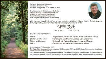 Traueranzeige von Willi Bock von HZ