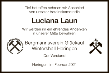 Traueranzeige von Luciana Laun von HZ