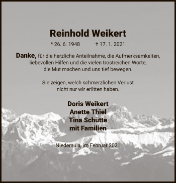 Traueranzeige von Reinhold Weikert von HZ