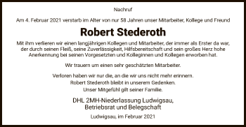 Traueranzeige von Robert Stederoth von HZ