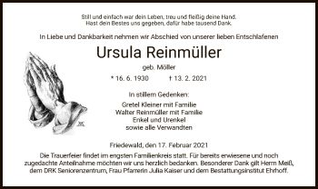 Traueranzeige von Ursula Reinmüller von HZ