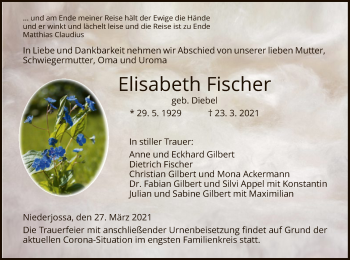 Traueranzeige von Elisabeth Fischer von HZ