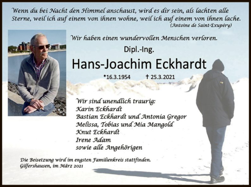  Traueranzeige für Hans-Joachim Eckhardt vom 03.04.2021 aus HNA