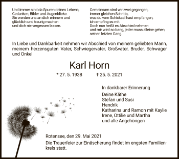 Traueranzeige von Karl Horn von HZ