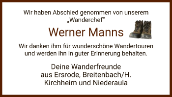 Traueranzeige von Werner Manns von HZ