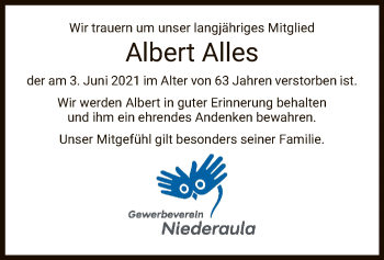 Traueranzeige von Albert Alles von HZ