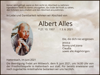 Traueranzeige von Albert Alles von HZ