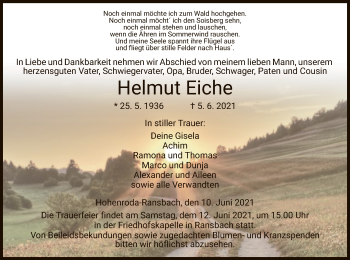 Traueranzeige von Helmut Eiche von HZ