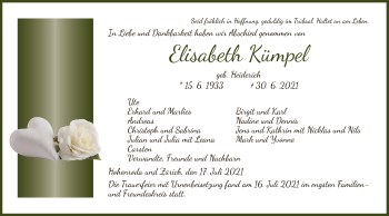 Traueranzeige von Elisabeth Kümpel von HZ