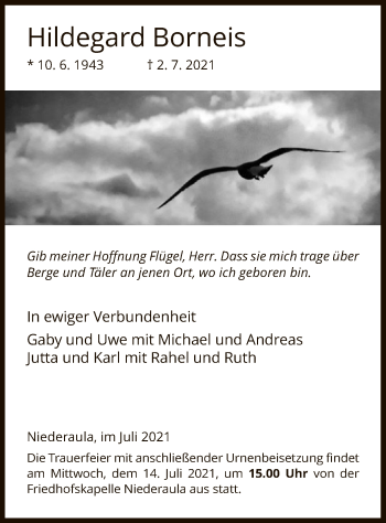 Traueranzeige von Hildegard Borneis von HZ