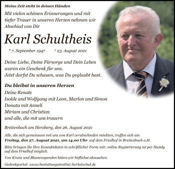 Traueranzeige von Karl Schultheis von HZ