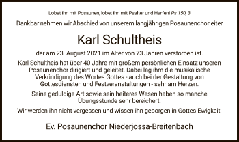 Traueranzeige von Karl Schultheis von HZ