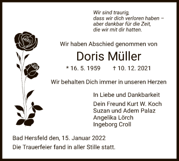 Traueranzeige von Doris Müller von HZ