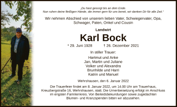 Traueranzeige von Karl Bock von HZ