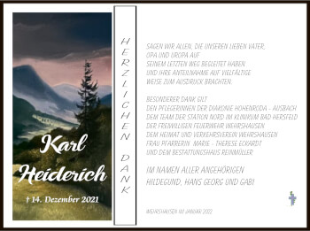 Traueranzeige von Karl Heiderich von HZ