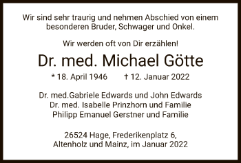 Traueranzeige von Michael Götte von HZ