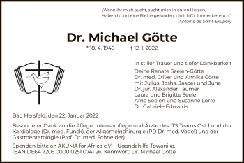 Traueranzeige von Michael Götte von HZ