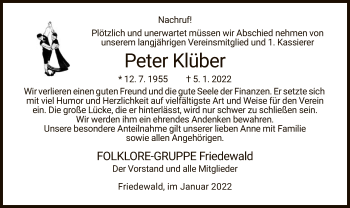 Traueranzeige von Peter Klüber von HZ