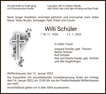 Traueranzeige von Willi Schüler von HZ