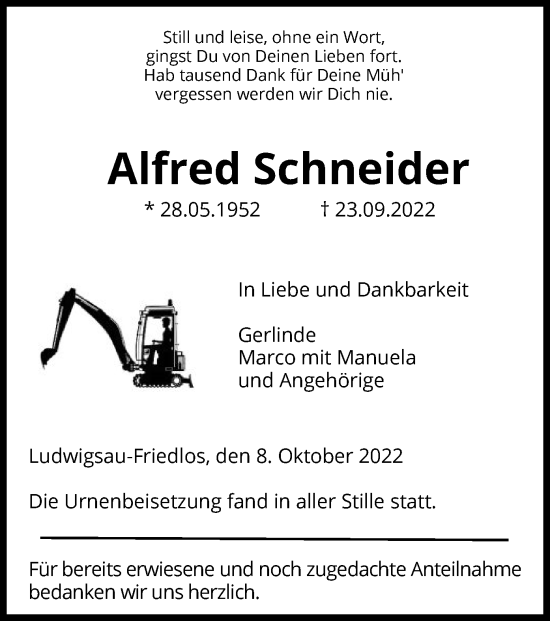 Traueranzeige von Alfred Schneider von HZ