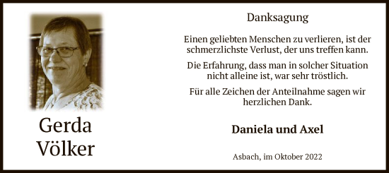 Traueranzeige von Gerda Völker von HZ
