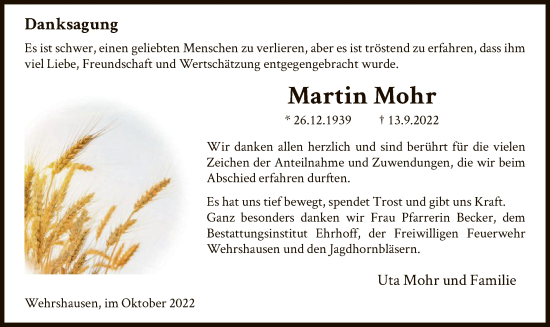 Traueranzeige von Martin Mohr von HZ