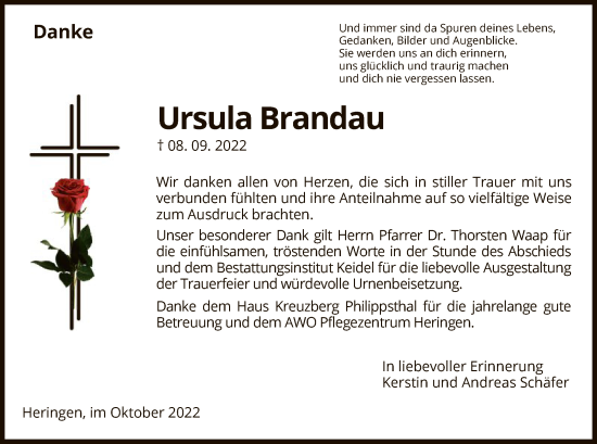 Traueranzeige von Ursula Brandau von HZ