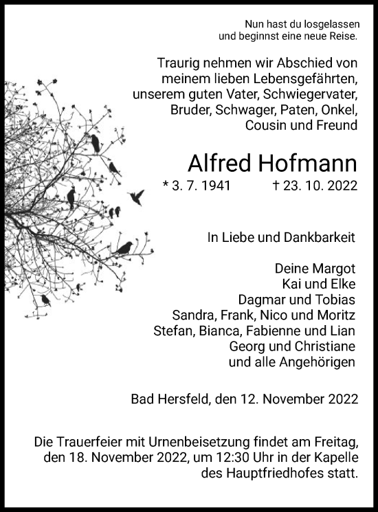 Traueranzeige von Alfred Hofmann von HZ