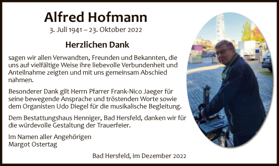 Traueranzeige von Alfred Hofmann von HZ