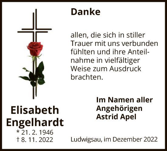 Traueranzeige von Elisabeth Engelhardt von HZ