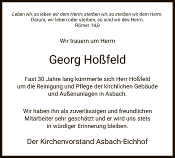 Traueranzeige von Georg Hoßfeld von HZ
