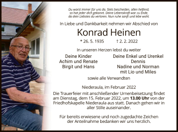 Traueranzeige von Konrad Heinen von HZ