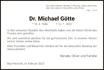 Traueranzeige von Michael Götte von HZ