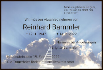 Traueranzeige von Reinhard Bammler von HZ