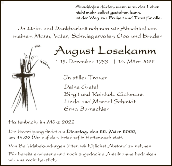 Traueranzeige von August Losekamm von HZ