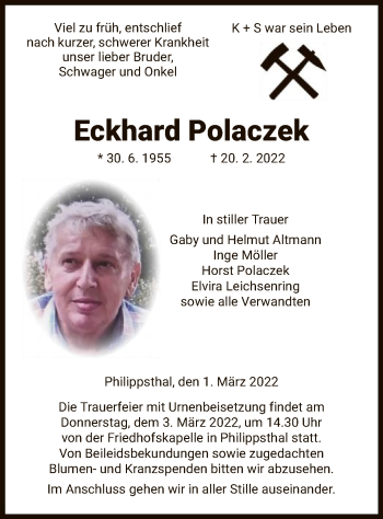 Traueranzeige von Eckhard Polaczek von HZ