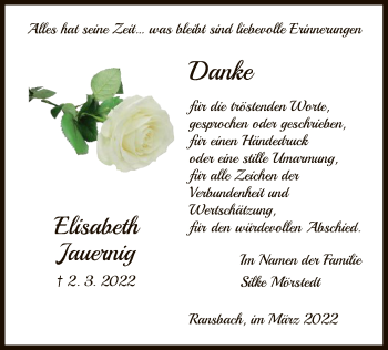 Traueranzeige von Elisabeth Jauernig von HZ