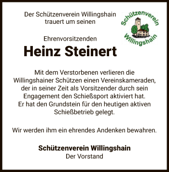 Traueranzeige von Heinz Steinert von HZ