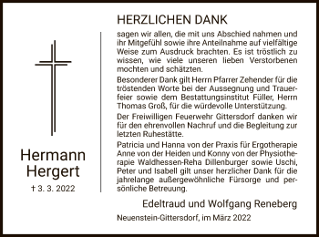 Traueranzeige von Hermann Hergert von HZ