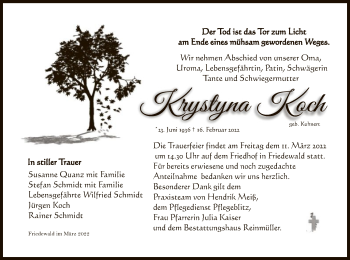 Traueranzeige von Krystyna Koch von HZ