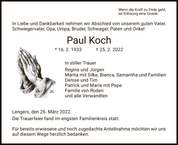 Traueranzeige von Paul Koch von HZ