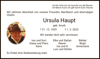 Traueranzeige von Ursula Haupt von HZ