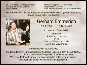 Traueranzeige von Gerhard Emmerich von HZ