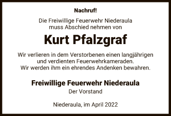 Traueranzeige von Kurt Pfalzgraf von HZ