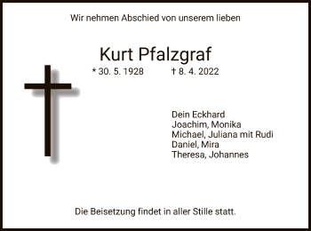 Traueranzeige von Kurt Pfalzgraf von HZ