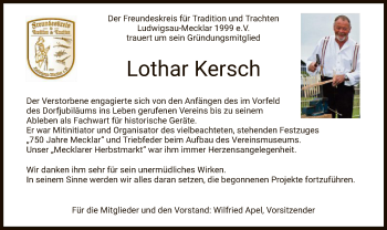 Traueranzeige von Lothar Kersch von HZ