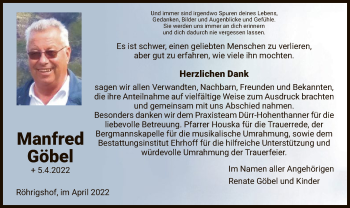 Traueranzeige von Manfred Göbel von HZ