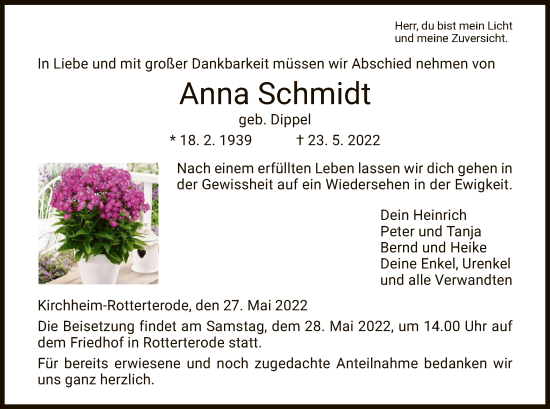 Traueranzeige von Anna Schmidt von HZ