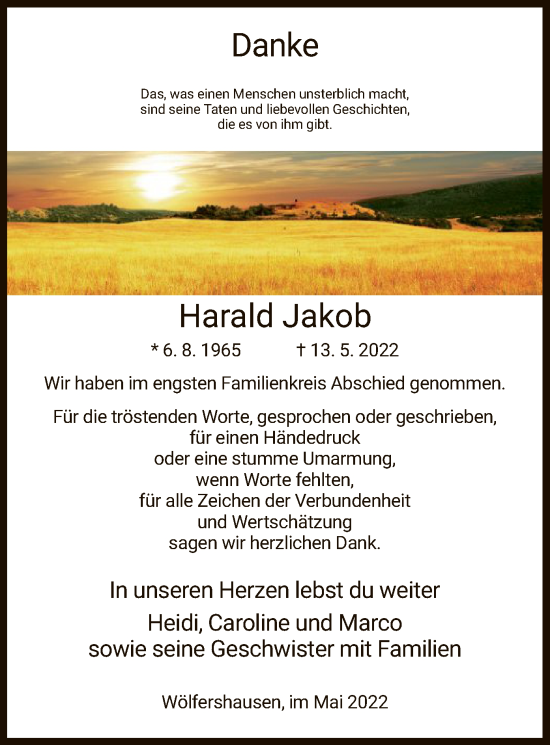 Traueranzeige von Harald Jakob von HZ