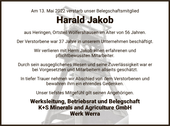 Traueranzeige von Harald Jakob von HZ
